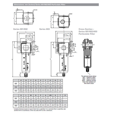 8652ABBM4JA000Q NUMATICS/AVENTICS PARTICULATE FILTER<BR>652 SERIES 1/2" NPT, 5MIC, MB W/SG, SS MD